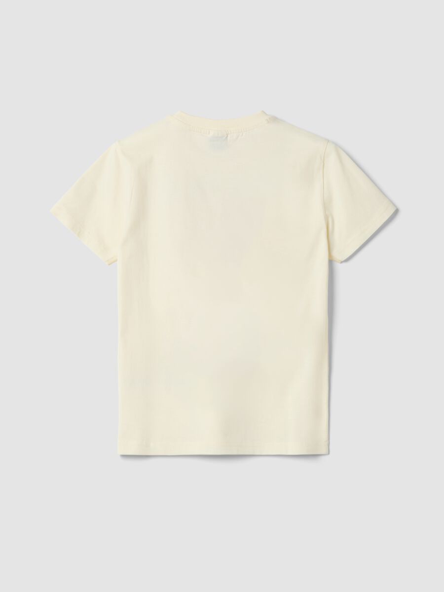Children's regular fit beige pure cotton t-shirt with prints_1