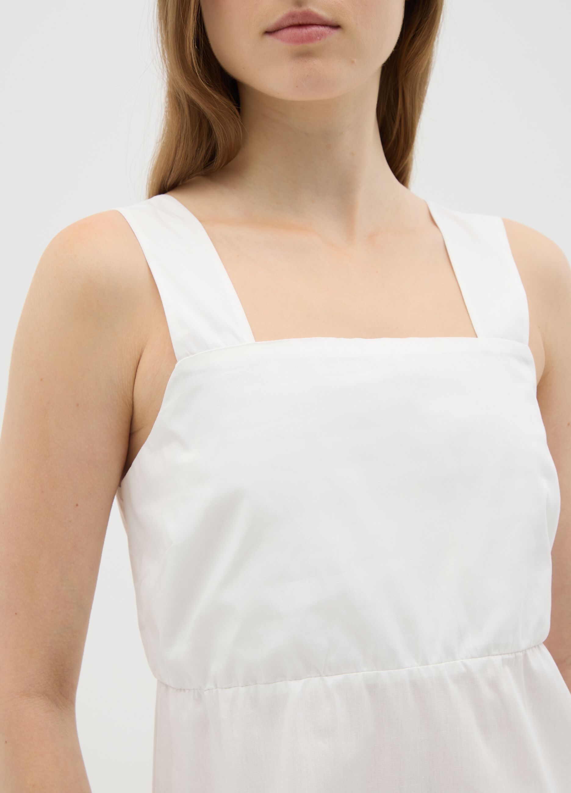 Women's pure white cotton dress regular fit