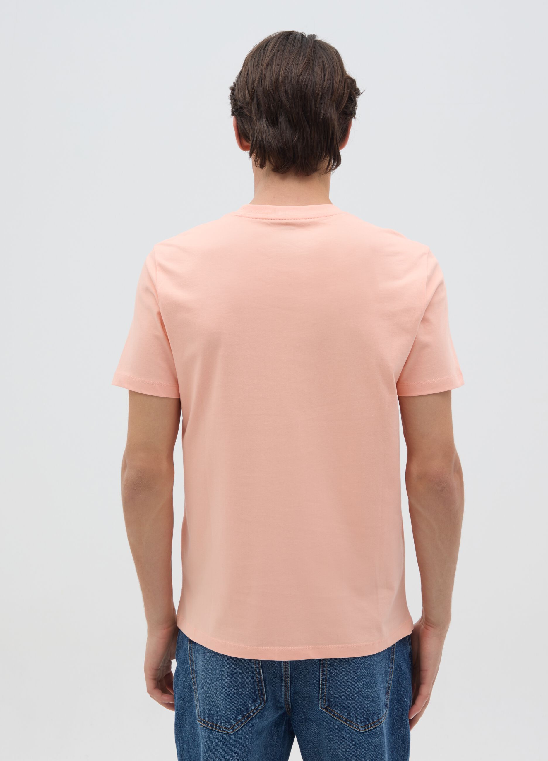 T-shirt da uomo in puro cotone rosa regular fit