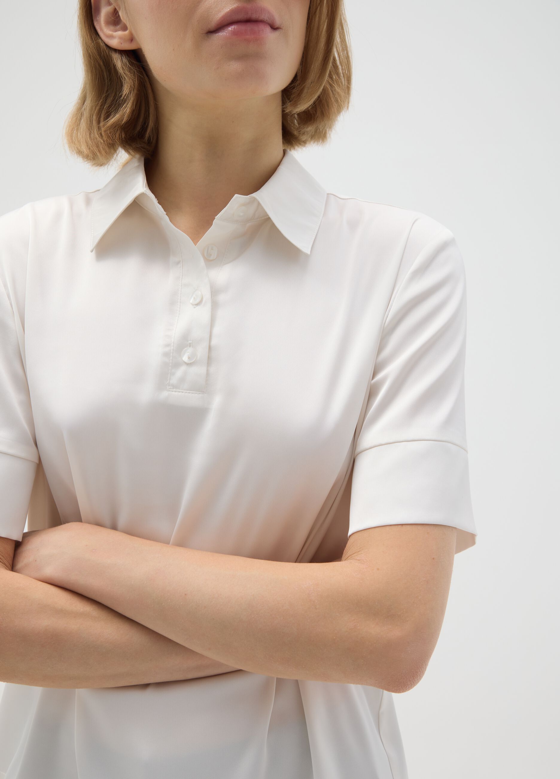 White stretch fabric shirt regular fit