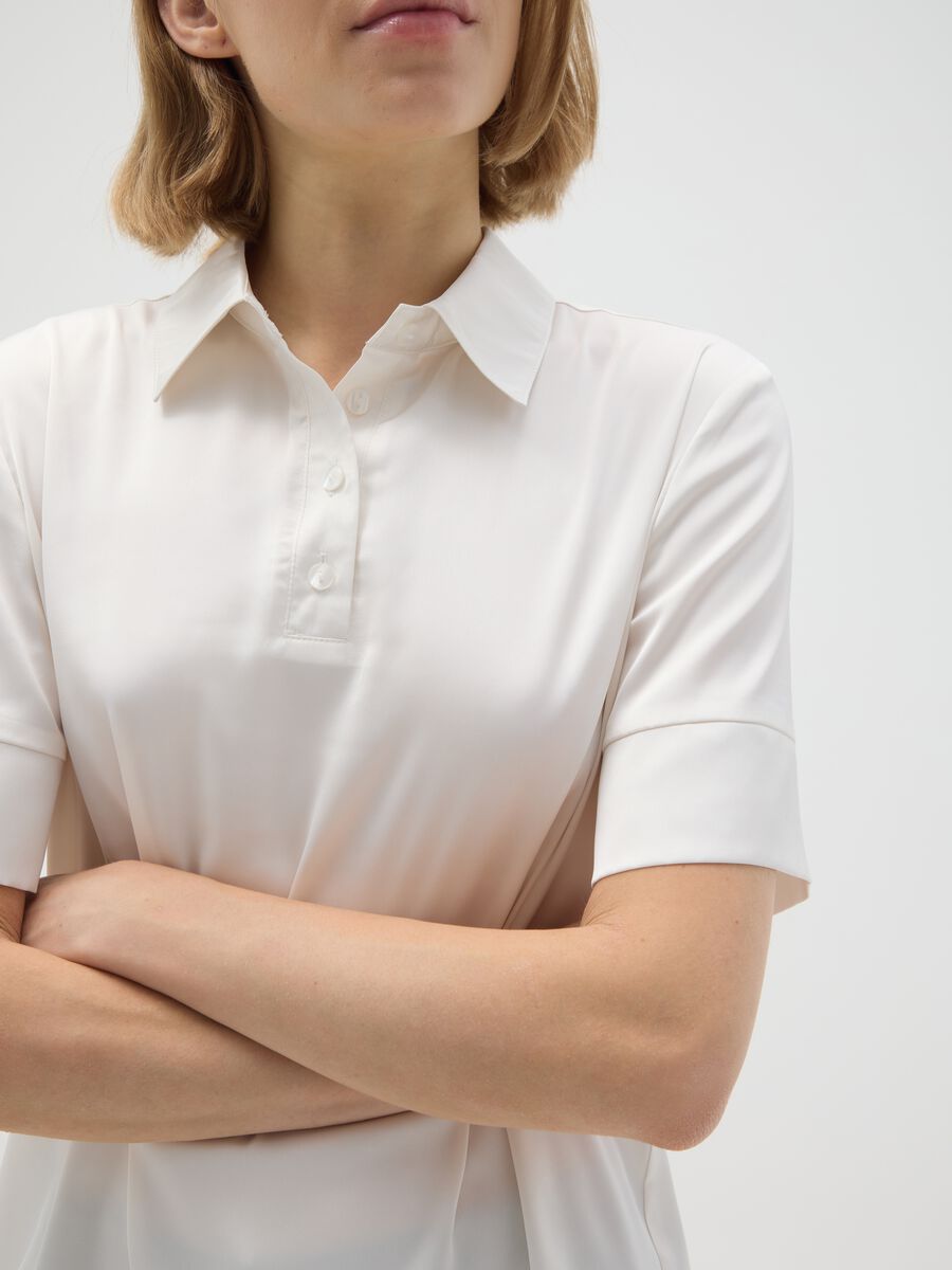 Camicia in tessuto elasticizzato bianca regular fit_3