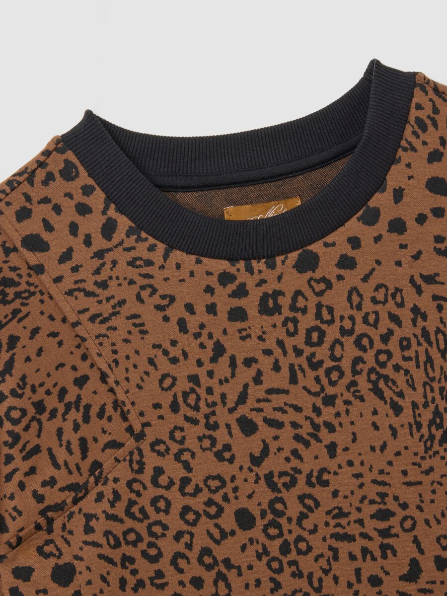 Abito premaman marrone fantasia animalier in maglia tessuto_5