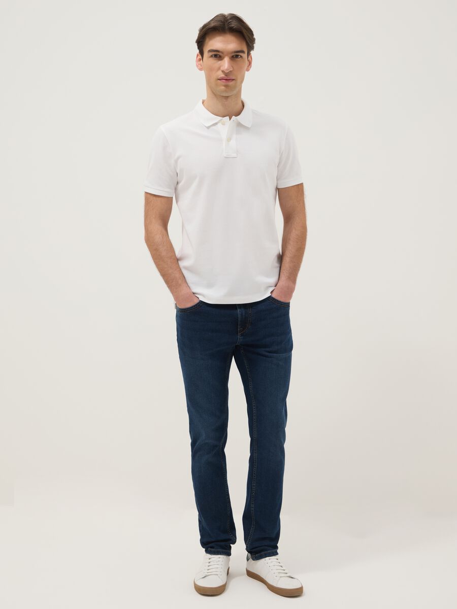 Polo in puro cotone bianca slim fit_1