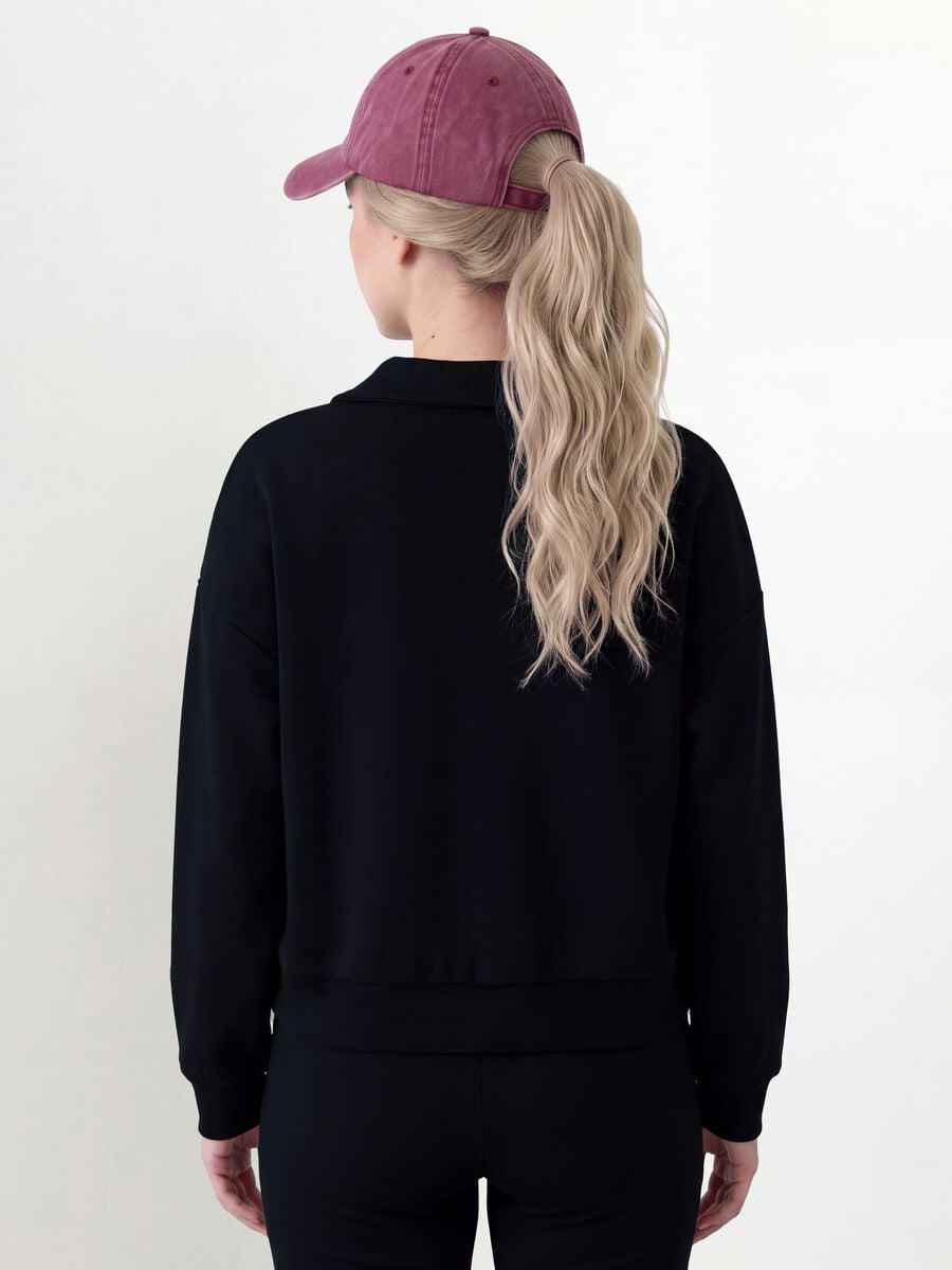 Felpa full zip nera in viscosa elasticizzata con colletto_3