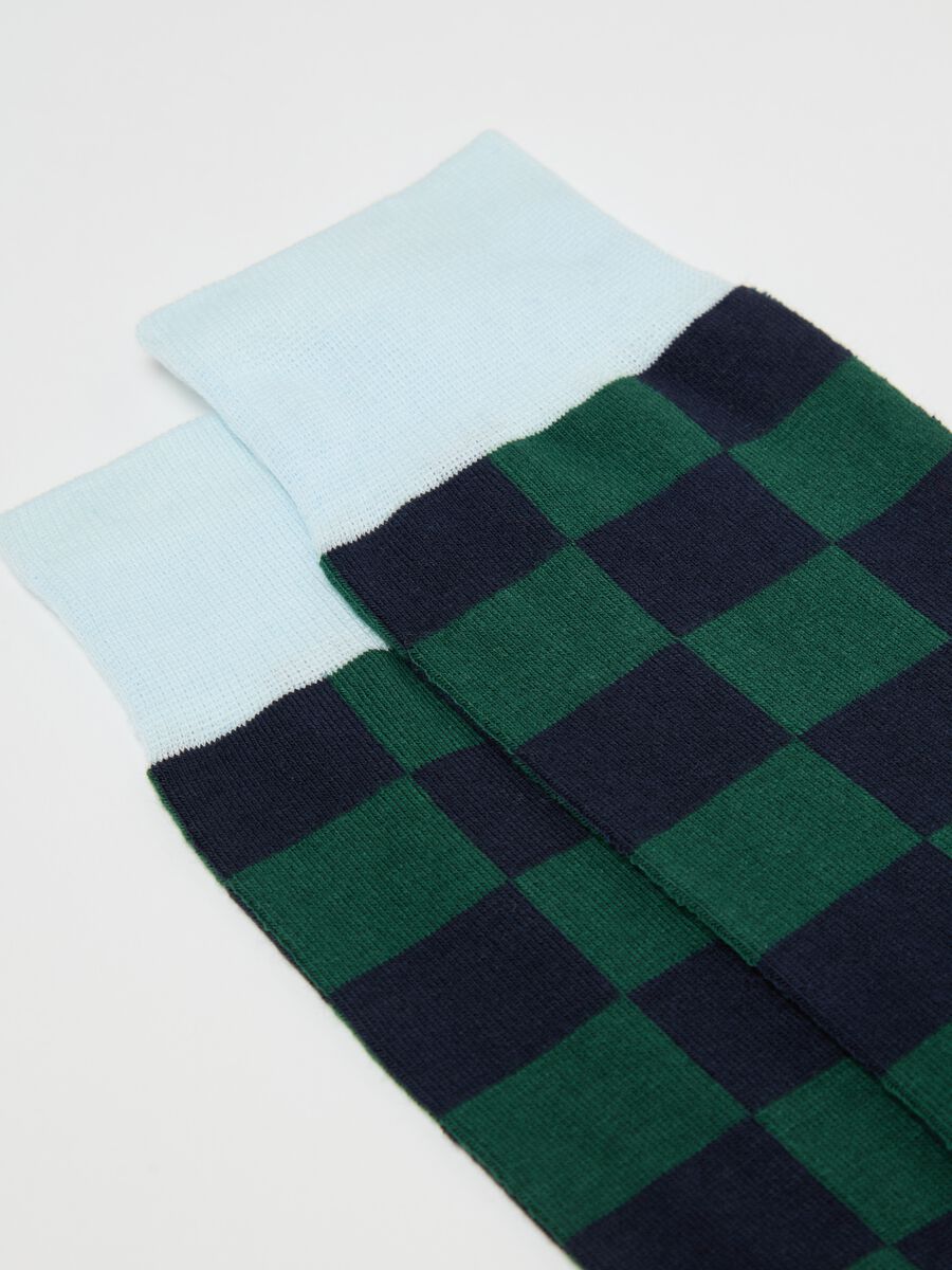 Two-pair pack stretch midi socks with check pattern_2