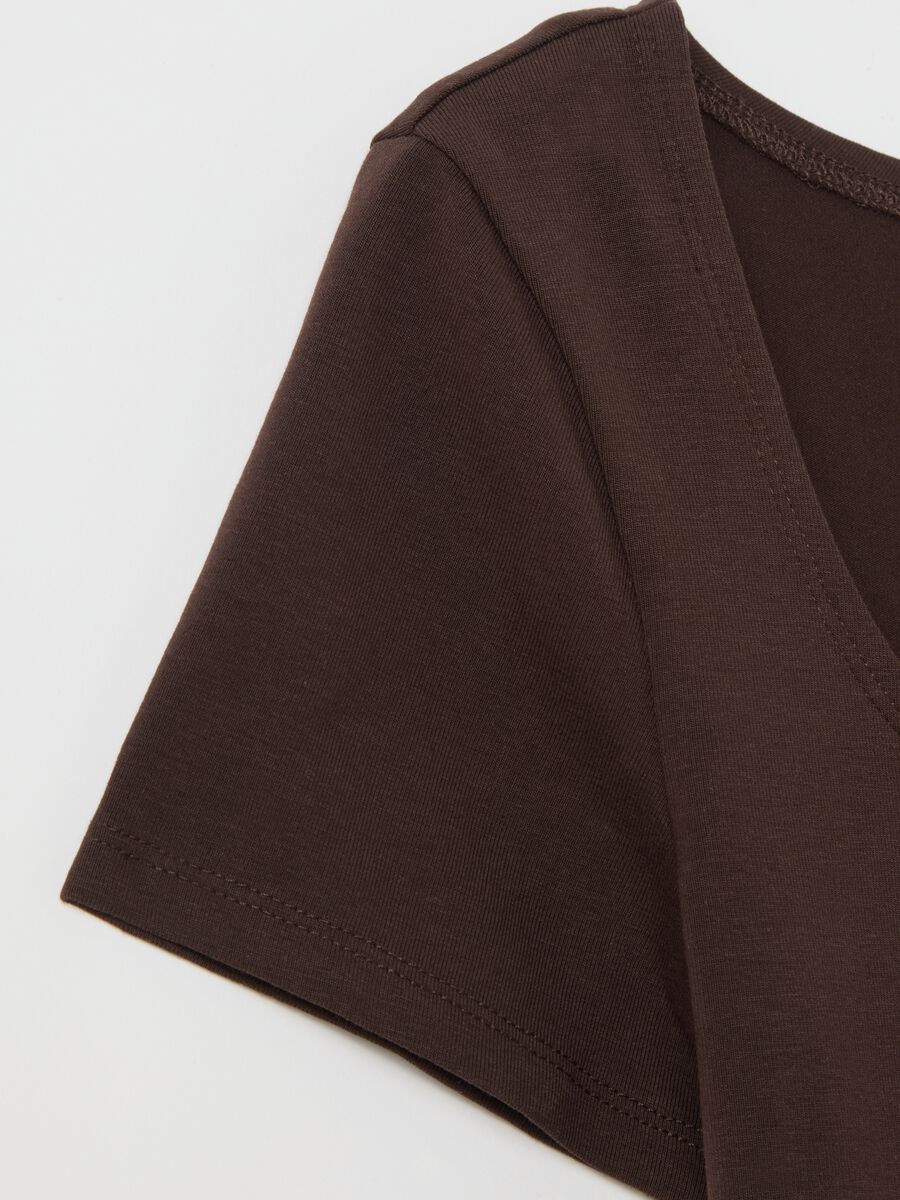 Women's’ brown slim-fit T-shirt in stretch cotton_1
