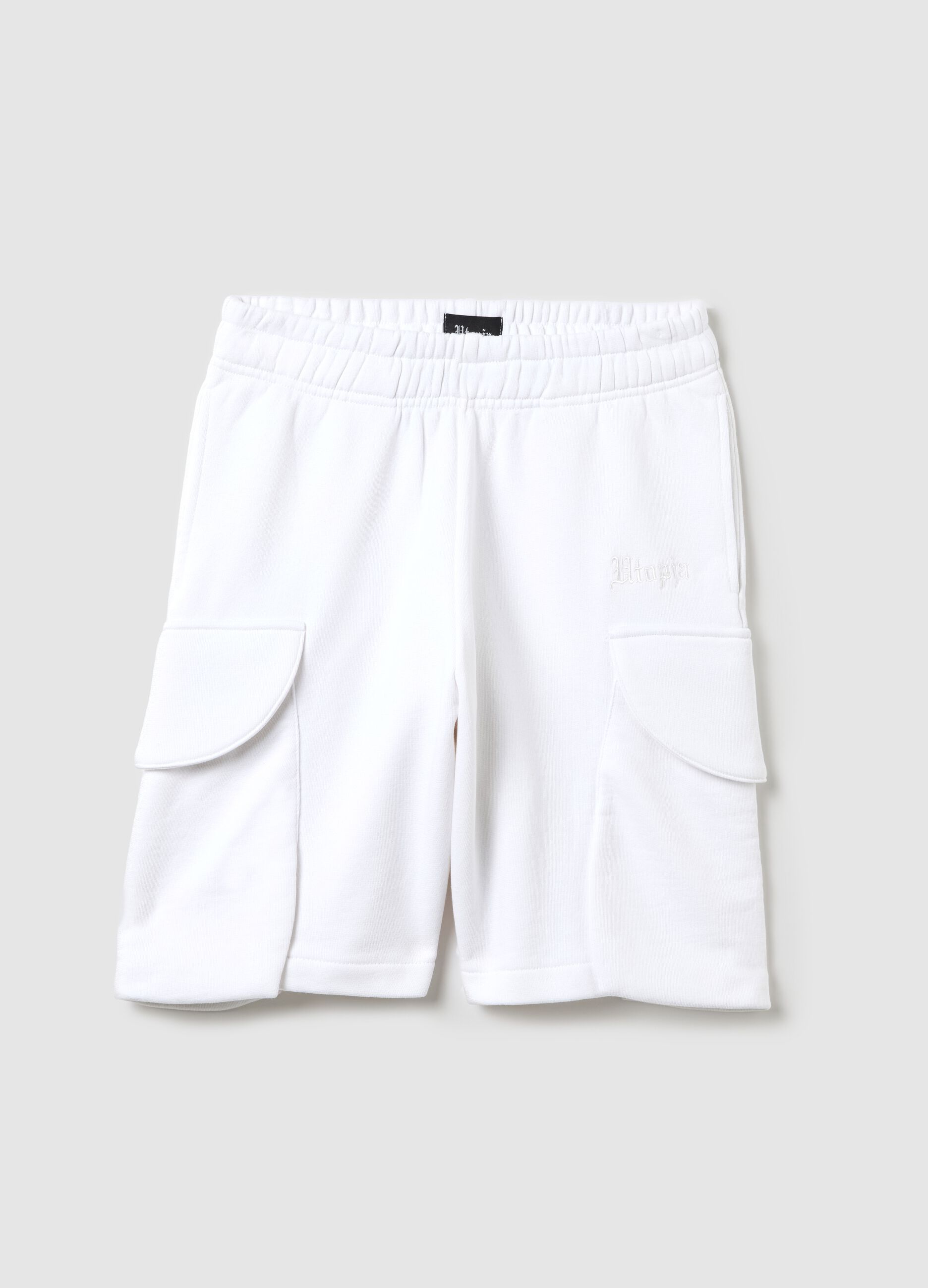 White Cargo Sweat Shorts