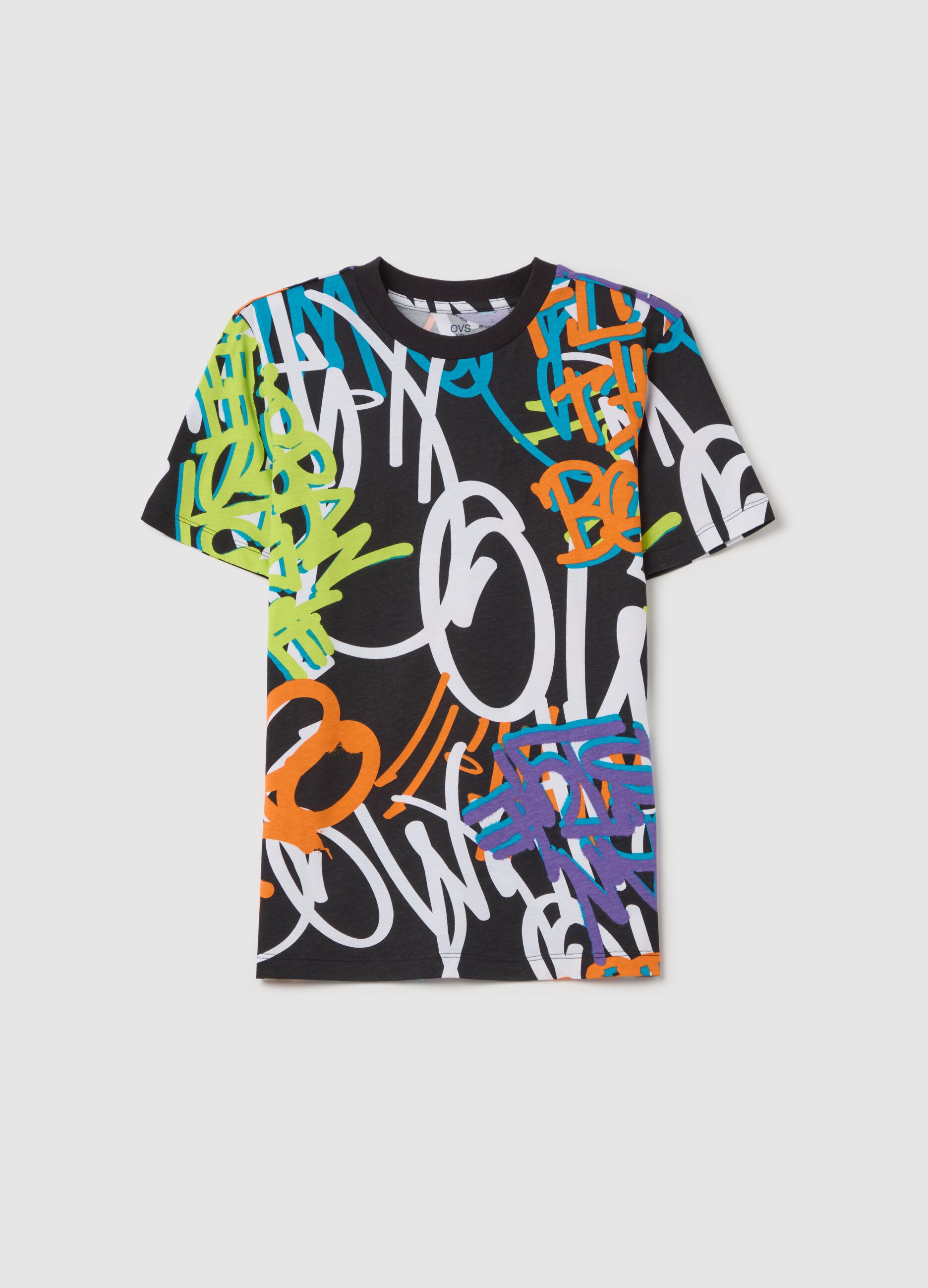 Cotton T-shirt with graffiti print