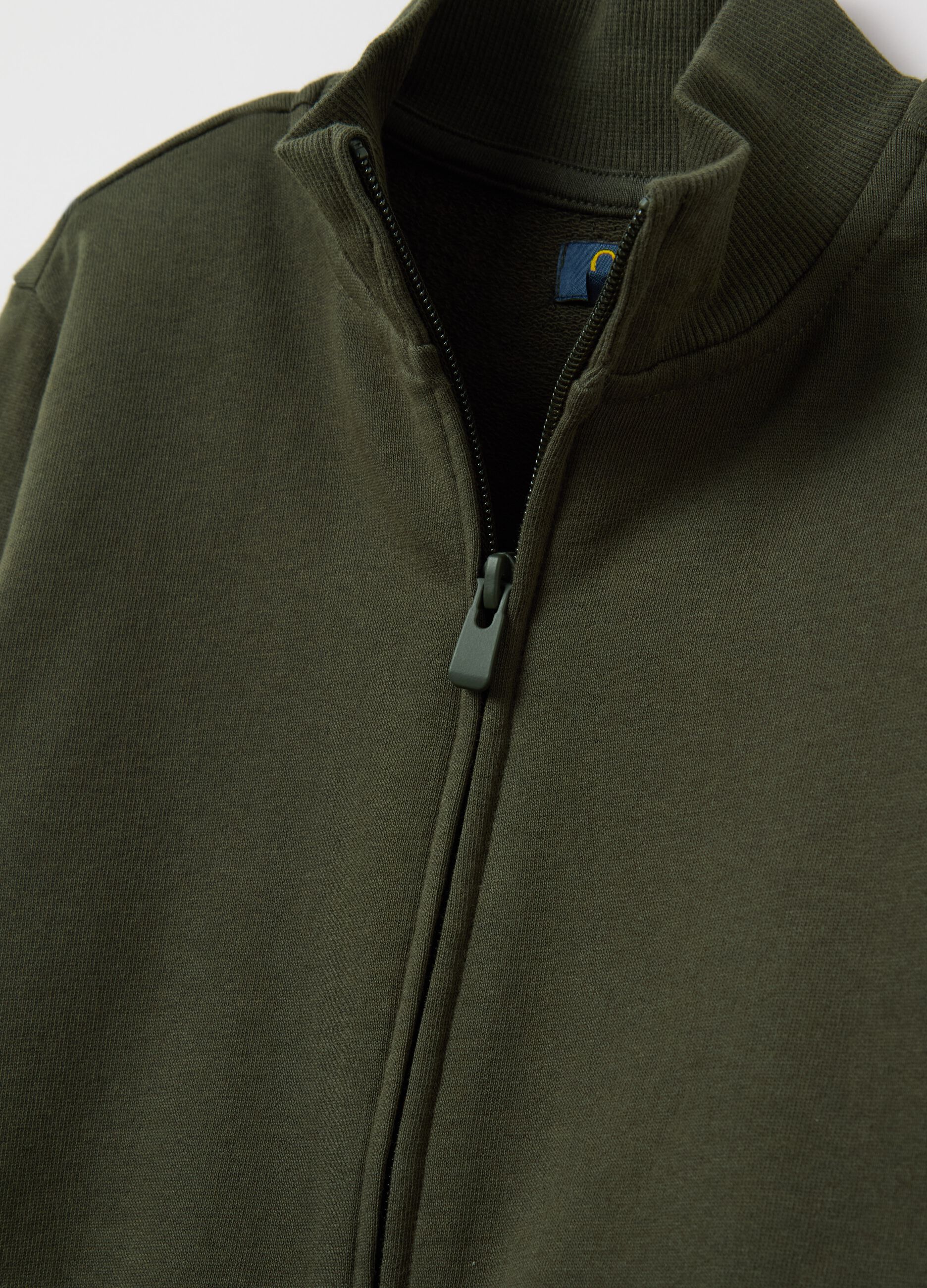 Full-zip sweatshirt in solid colour French terry
