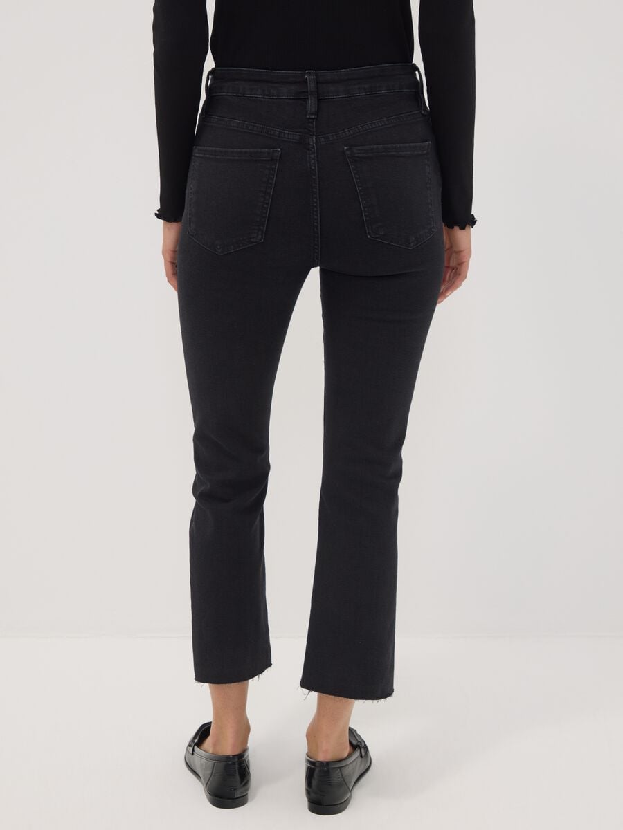 Jeans denim neri in cotone elasticizzato flare fit_3