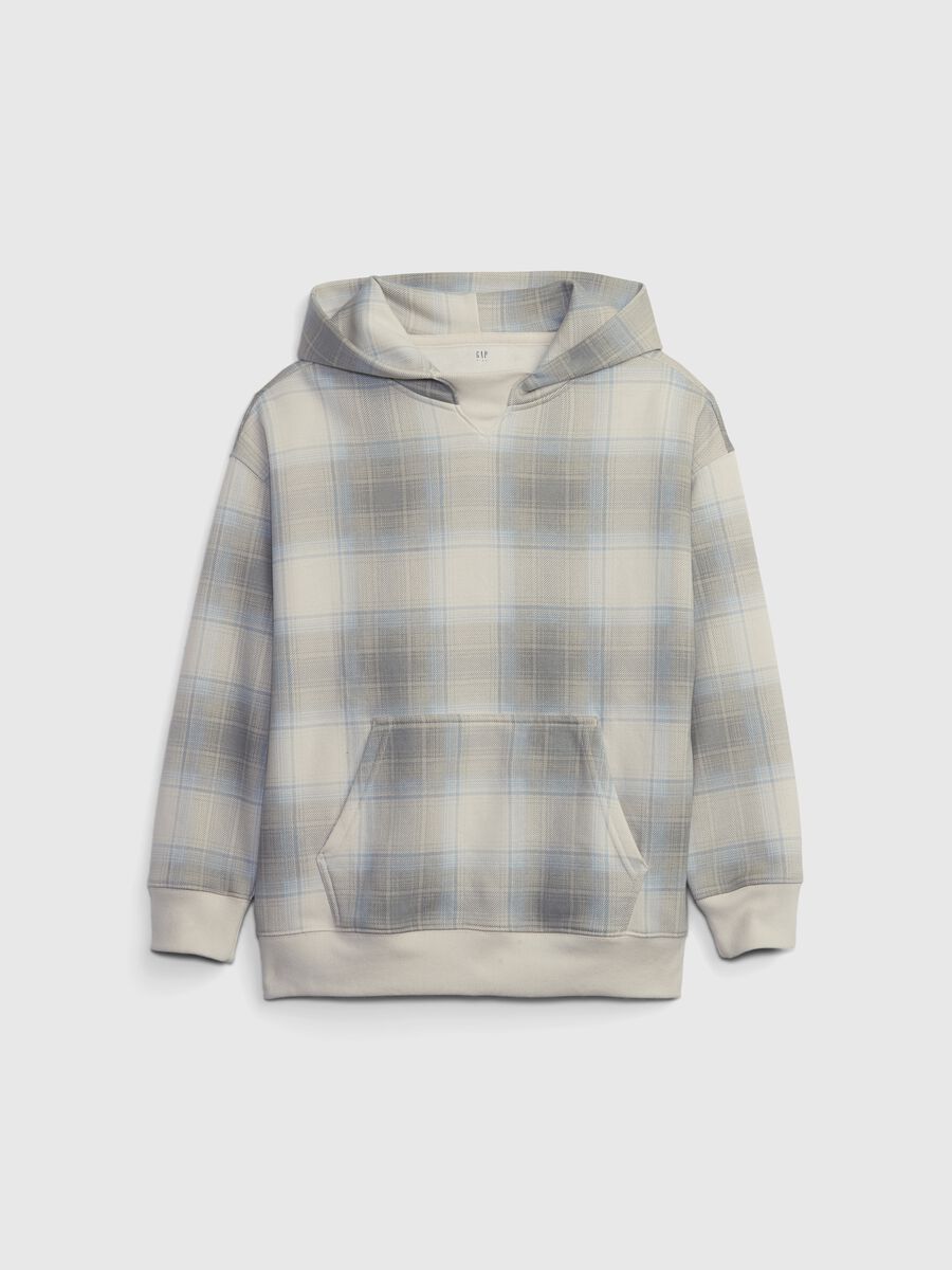 Sweatshirt with hood and plaid pattern_0