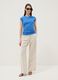 Tank top blu in puro cotone con arricciature laterali regular fit_1