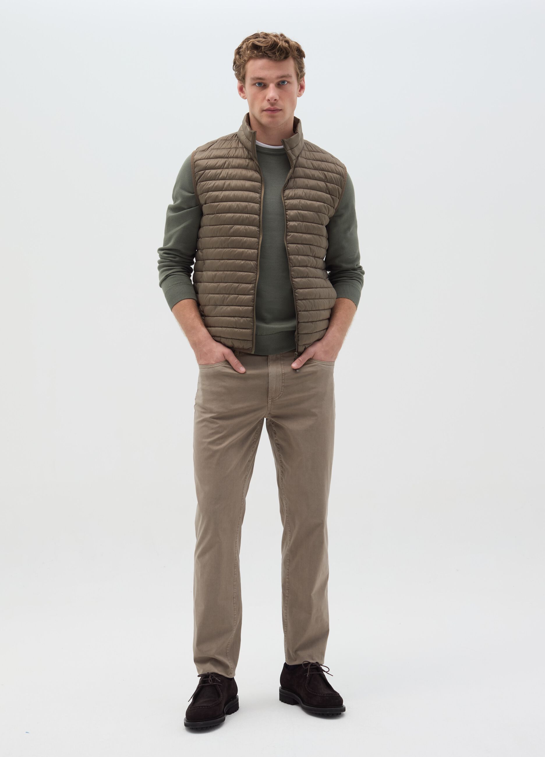 Slim-fit trousers in cotton poplin