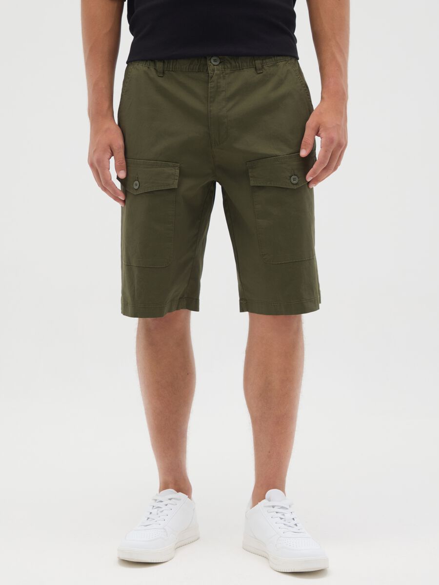 Men's Green Cotton Bermuda Shorts, Regular Fit_1