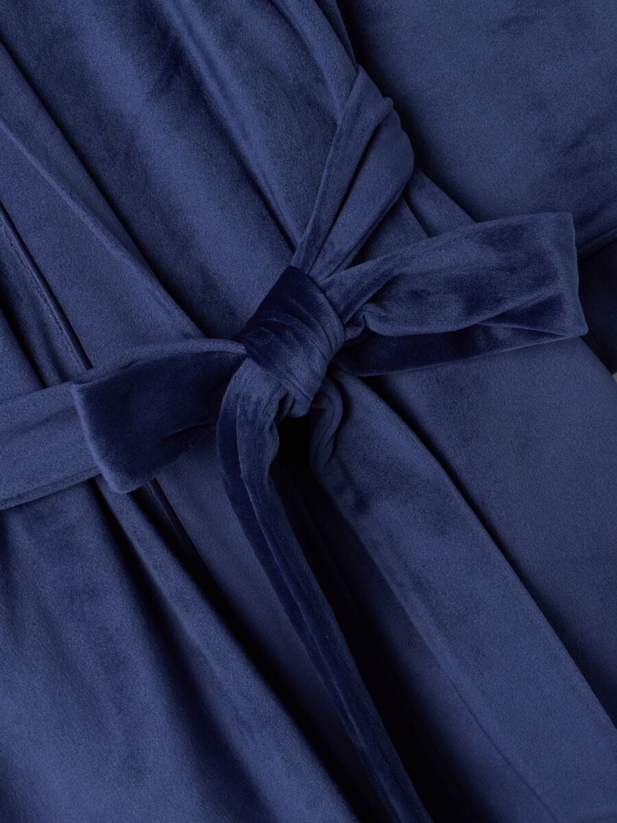 Blue stretch-fabric dressing gown with belt_5