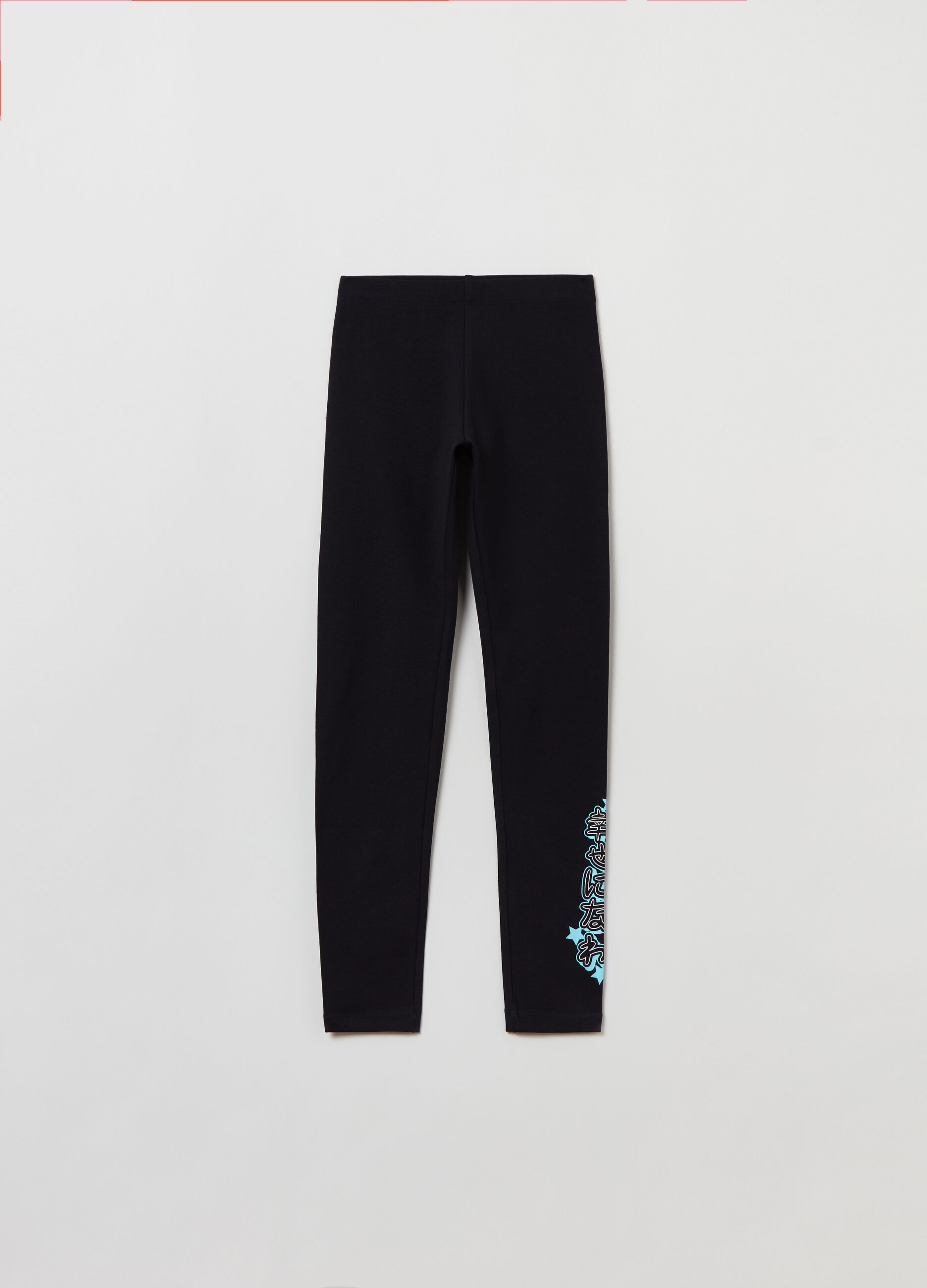 Leggings in cotone stretch con stampa_0
