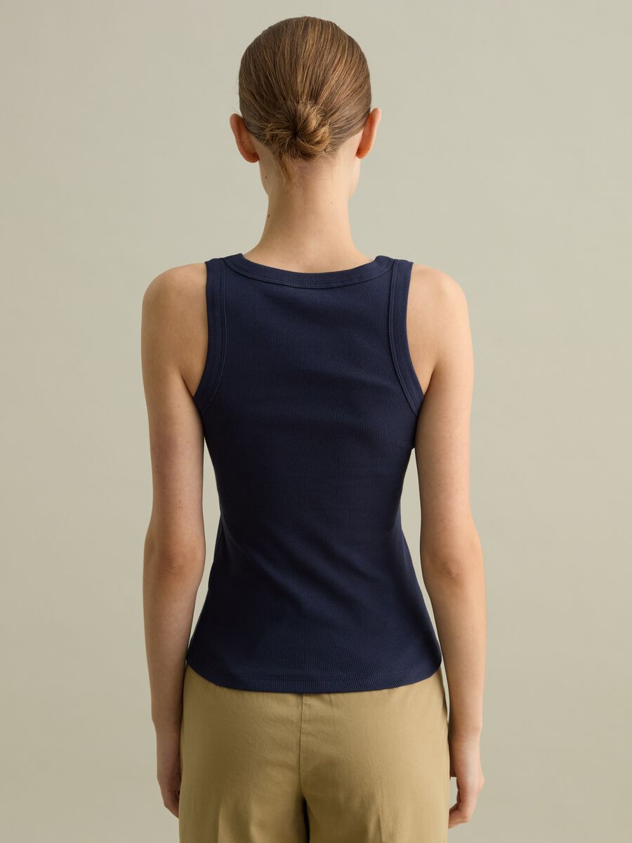Dark blue ribbed tank top_3