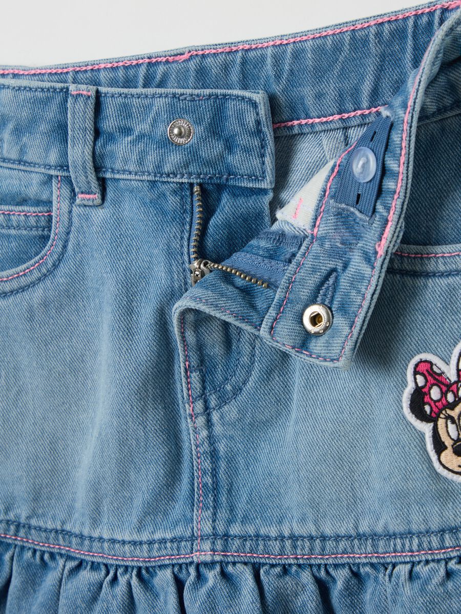 Denim skirt with flounce and Minnie Mouse patch_2