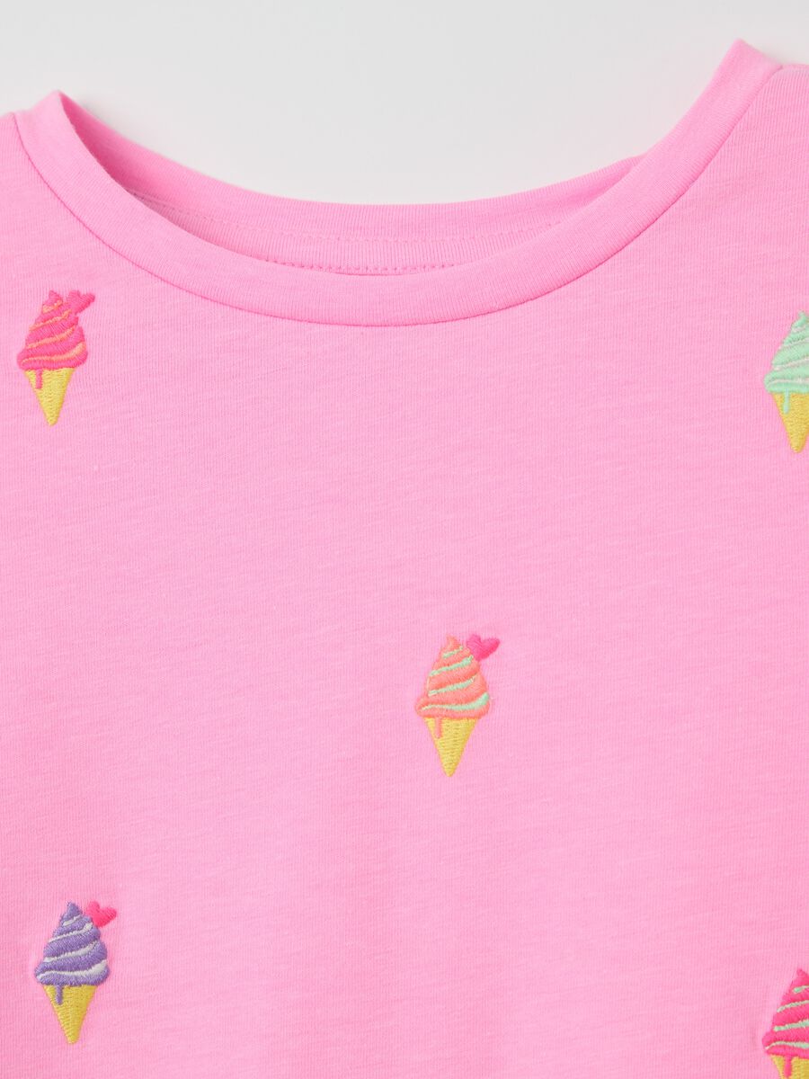 Pink Love Therapy T-shirt with ice cream embroidery_3