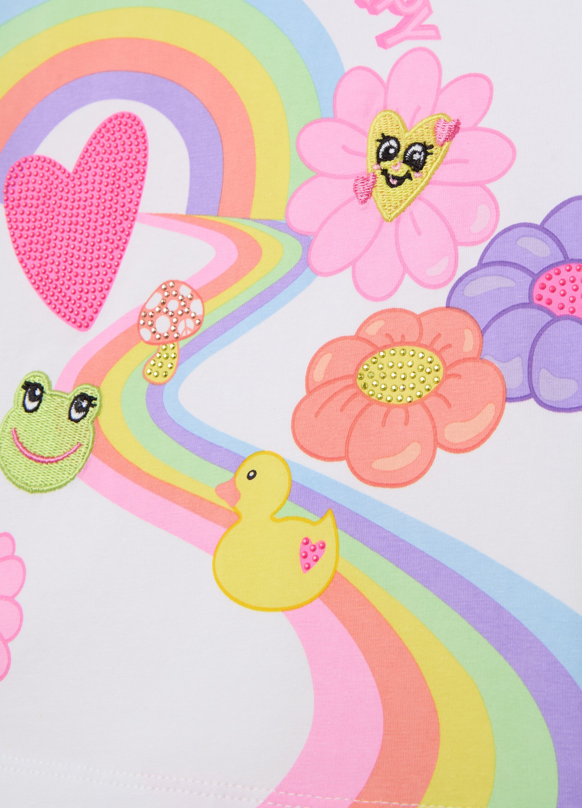 T-shirt with flowers and rainbow print