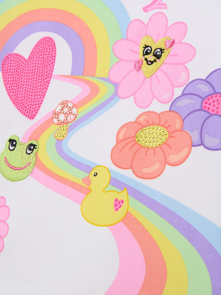 T-shirt with flowers and rainbow print_2