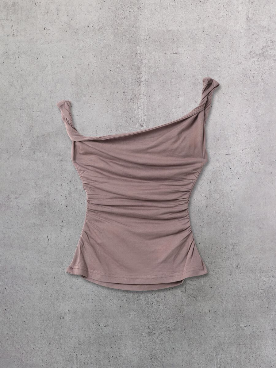Asymmetrical Tank Top Mocha_5