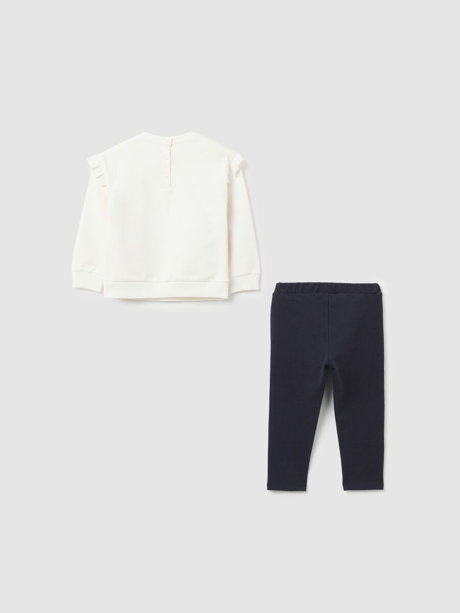 Completo da bambina in cotone bianco regular fit_1