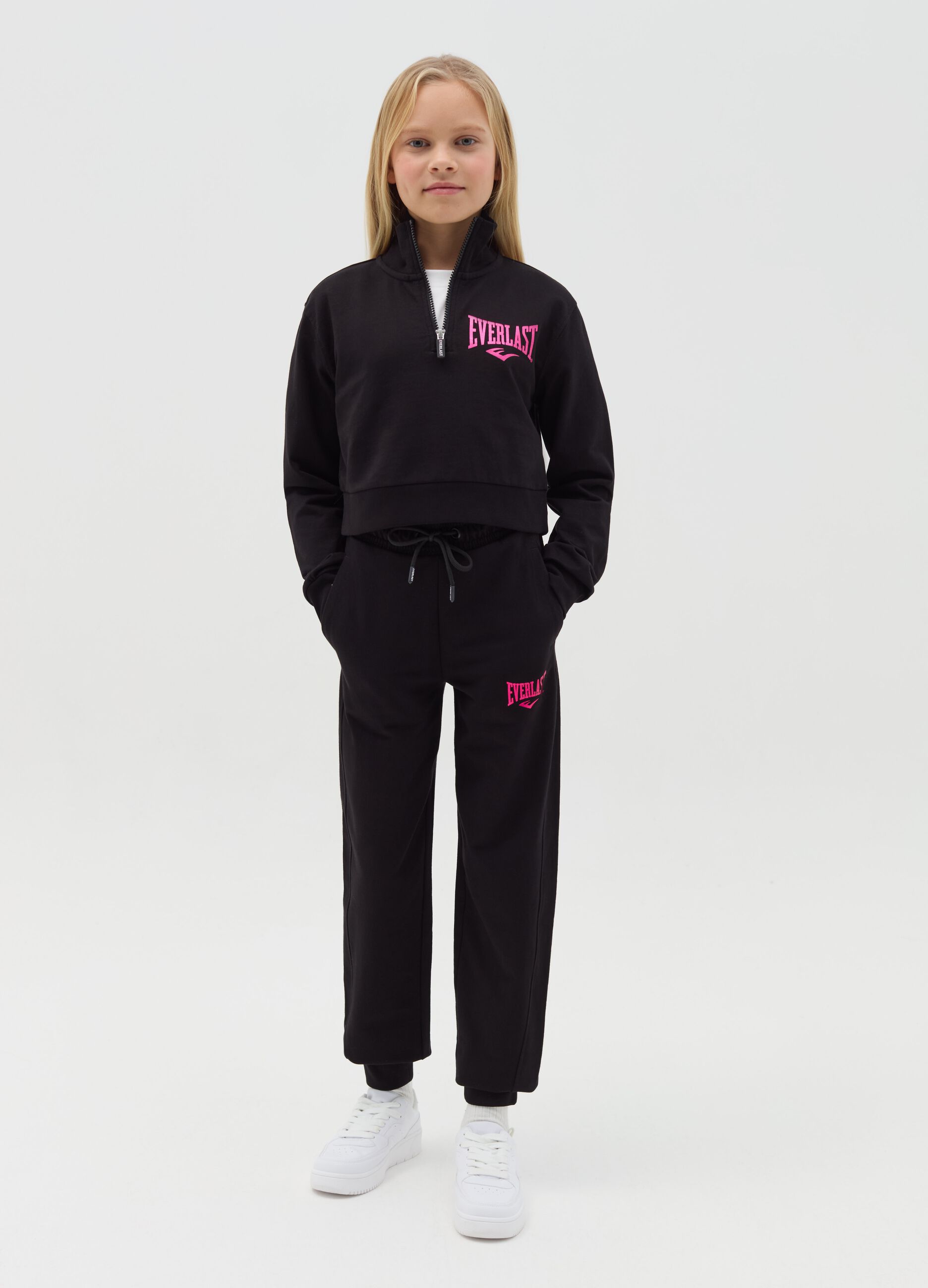 Joggers with drawstring and logo print