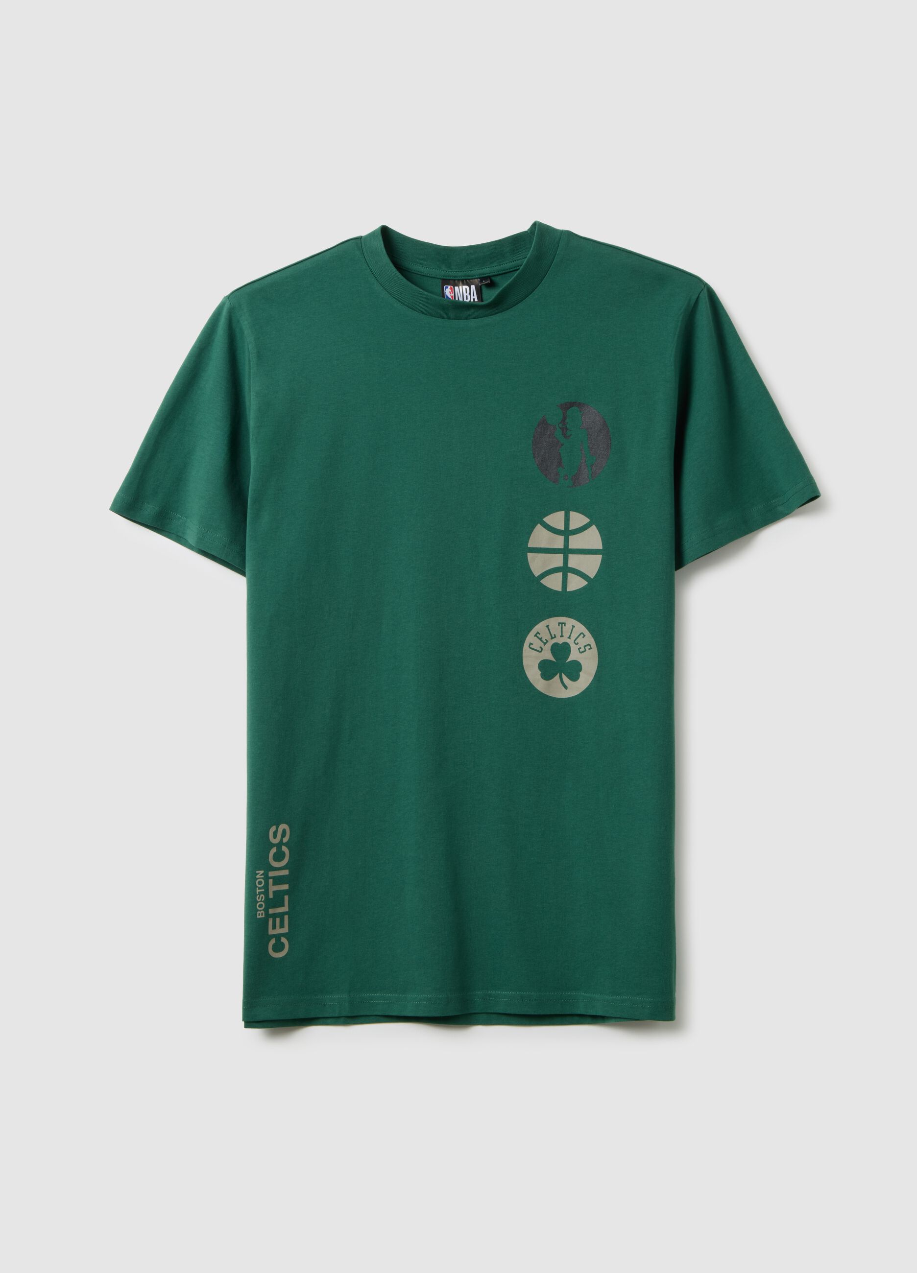 T-shirt in puro cotone verde con stampa Boston Celtics
