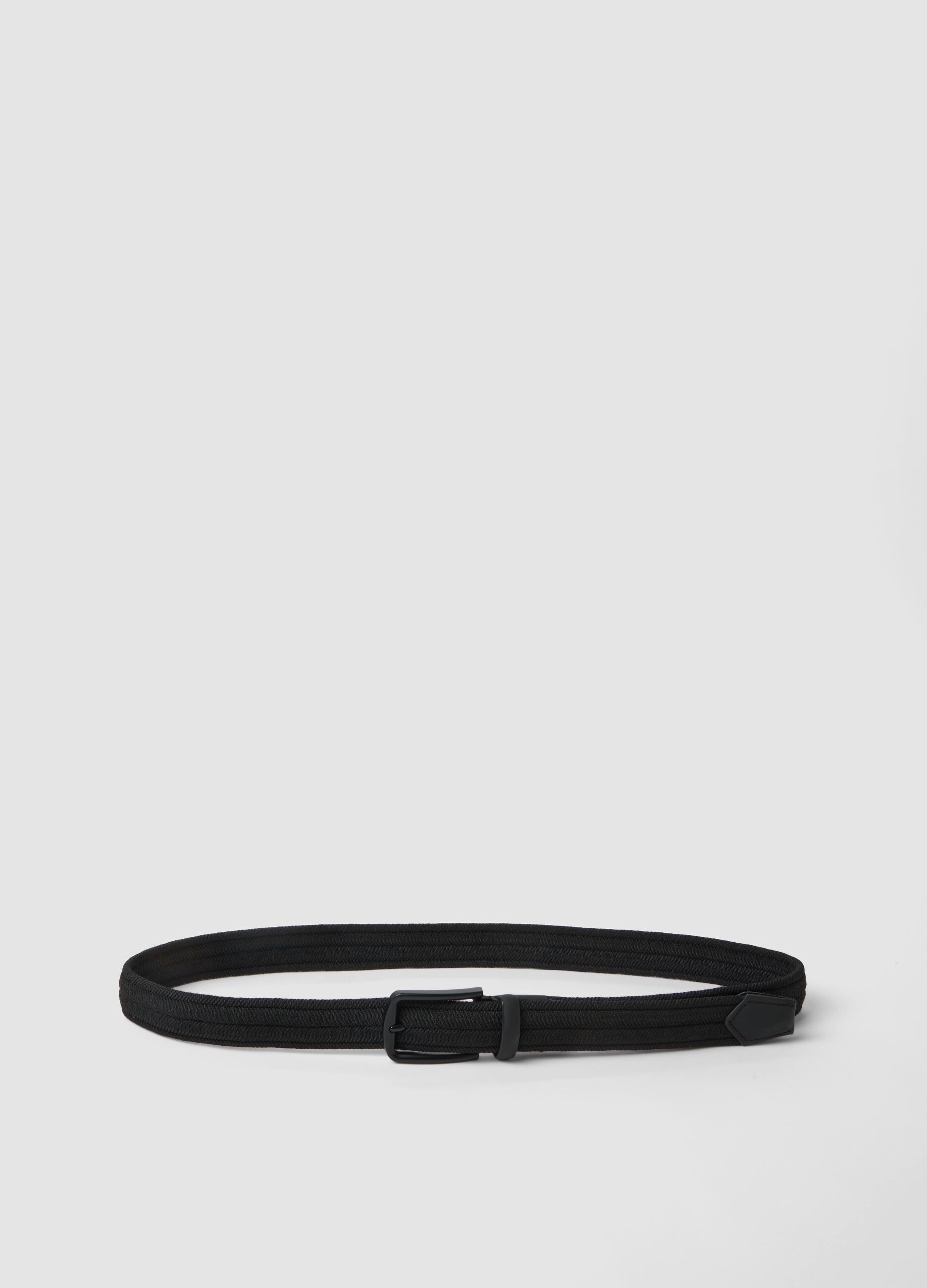Braided black belt with matte buckle