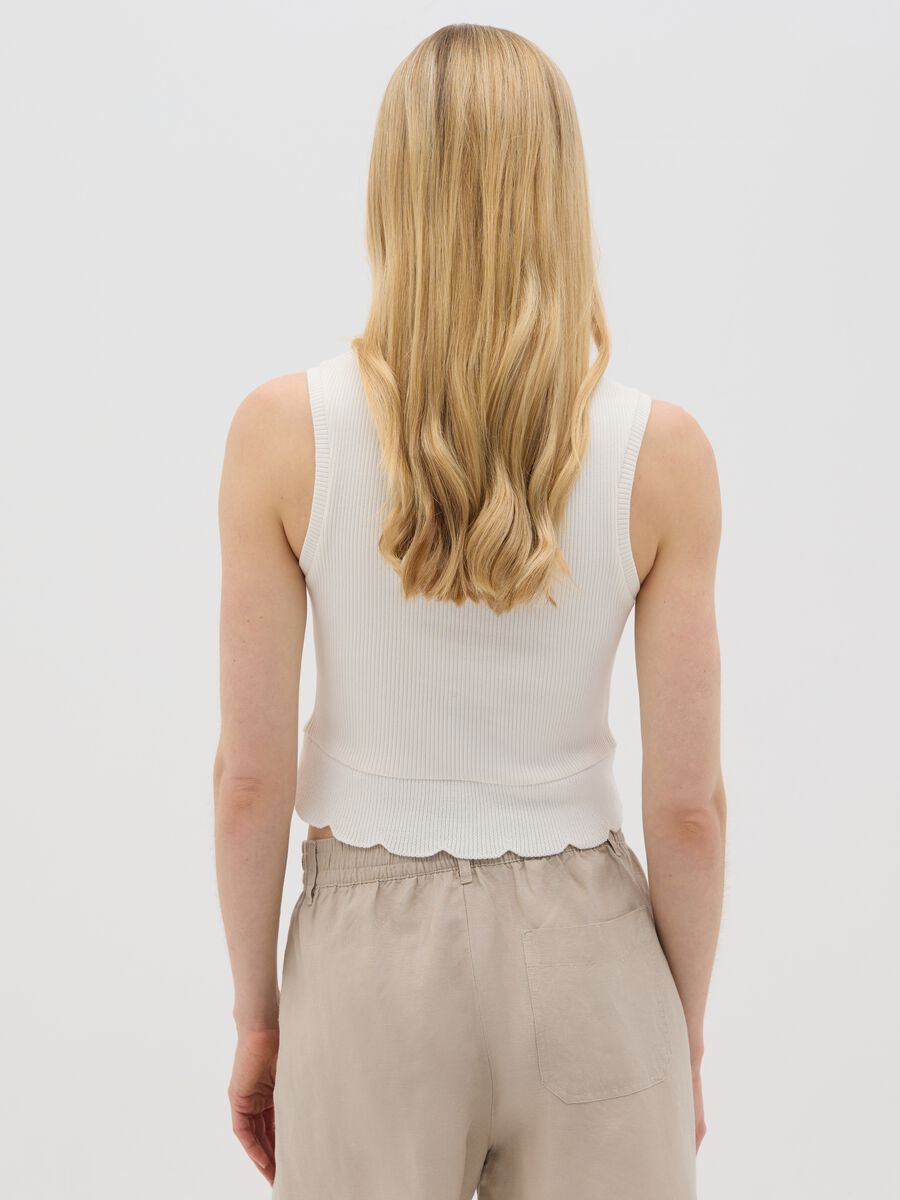 White Ribbed Cotton Vest Top by Ovs_2