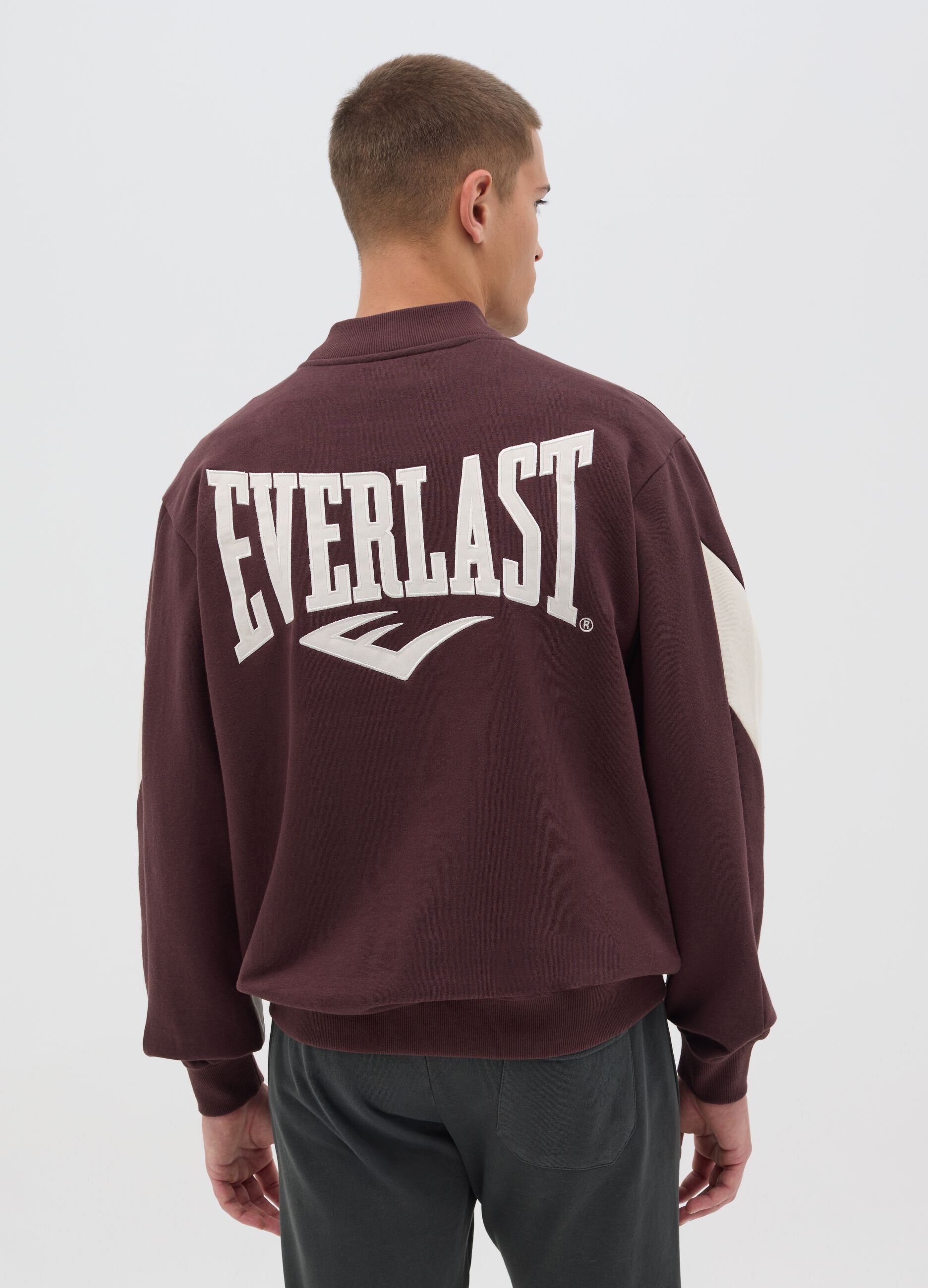 Fleece bomber jacket with logo print