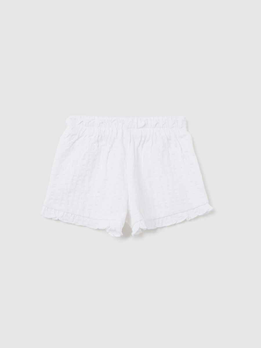 Girls’ shorts in white stretch cotton with regular fit_1