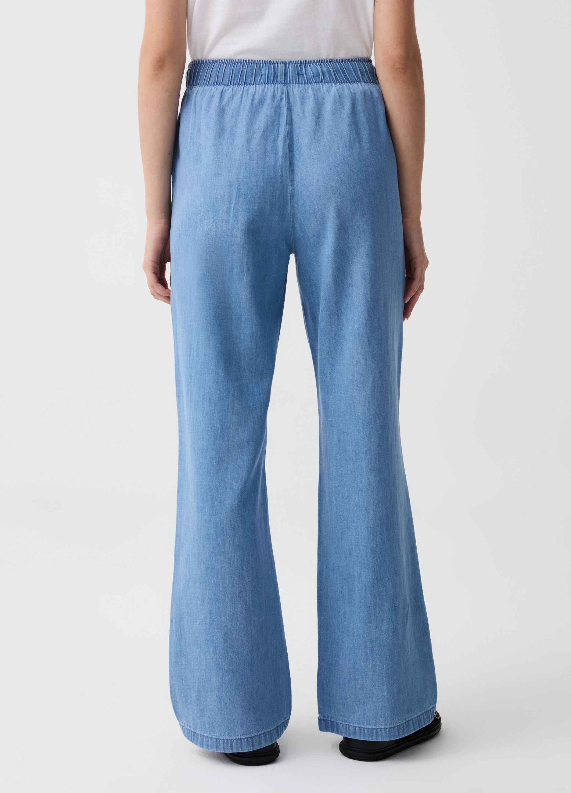 Joggers wide leg effetto denim