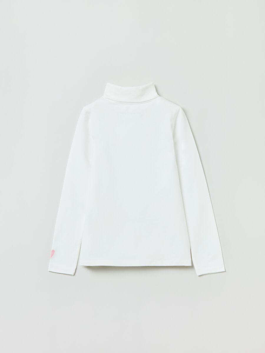 T-shirt collo alto con paillettes e ricamo_1