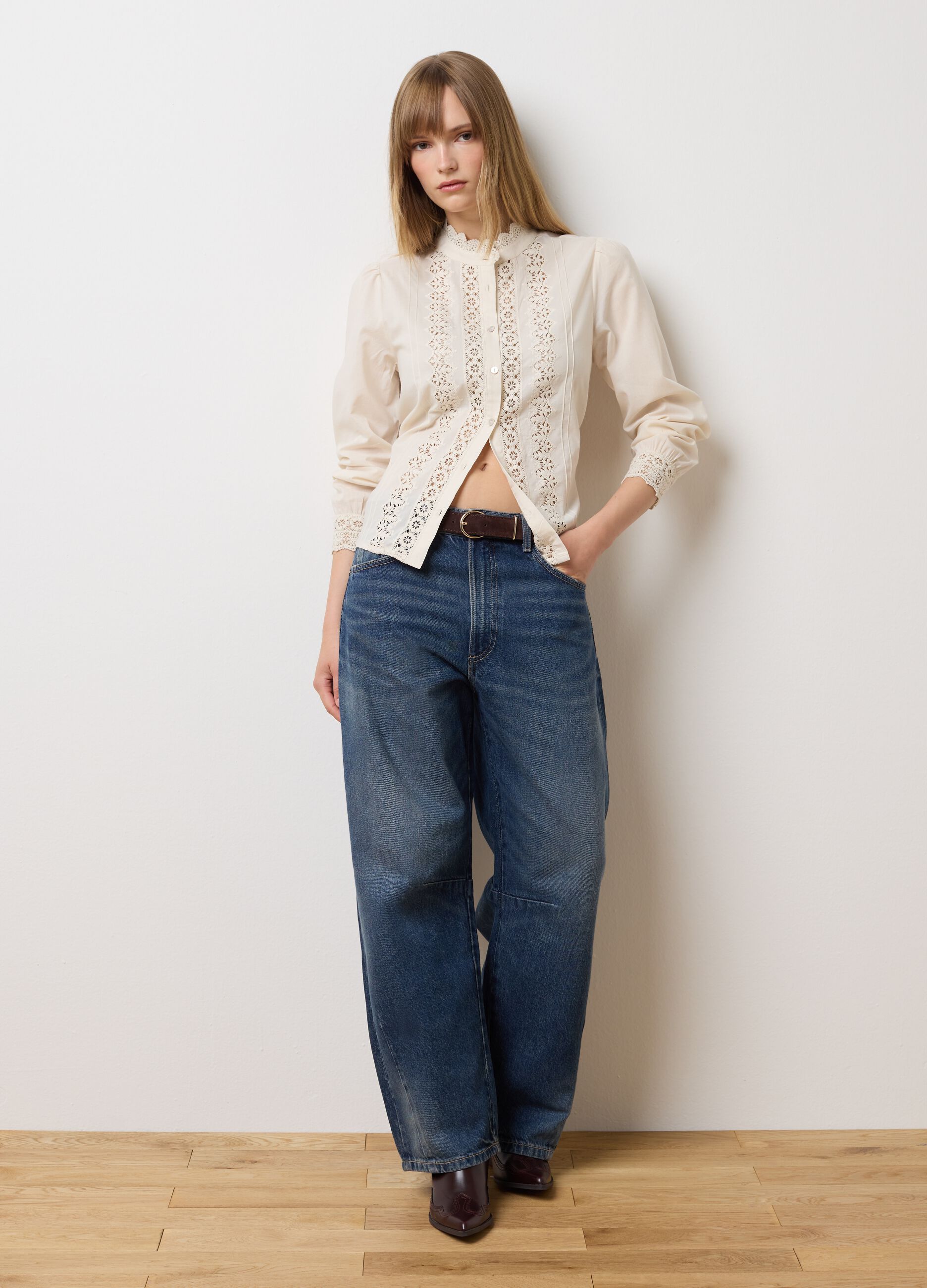 Beige regular fit pure cotton shirt