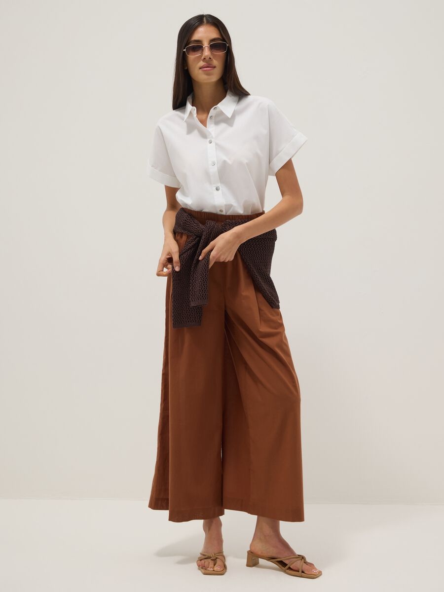 Brown regular-fit pure cotton trousers_0