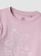 Girls&rsquo; pink pure cotton T-shirt with frill sleeves and rhinestones_3