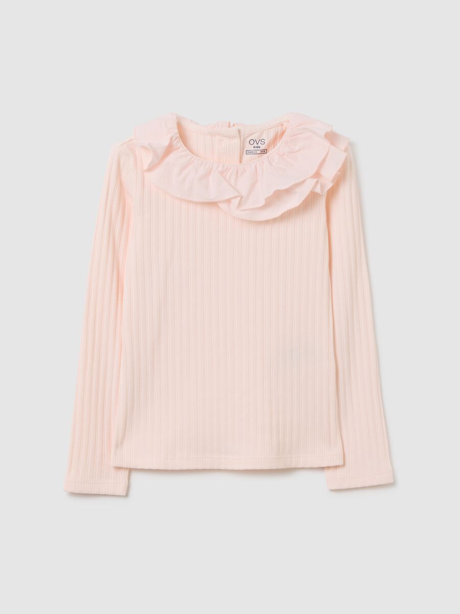 Maglia da bambina in cotone elasticizzato rosa regular fit_0