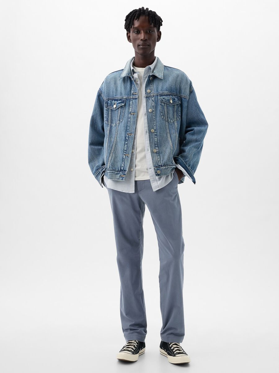 Straight-fit trousers in stretch cotton_0