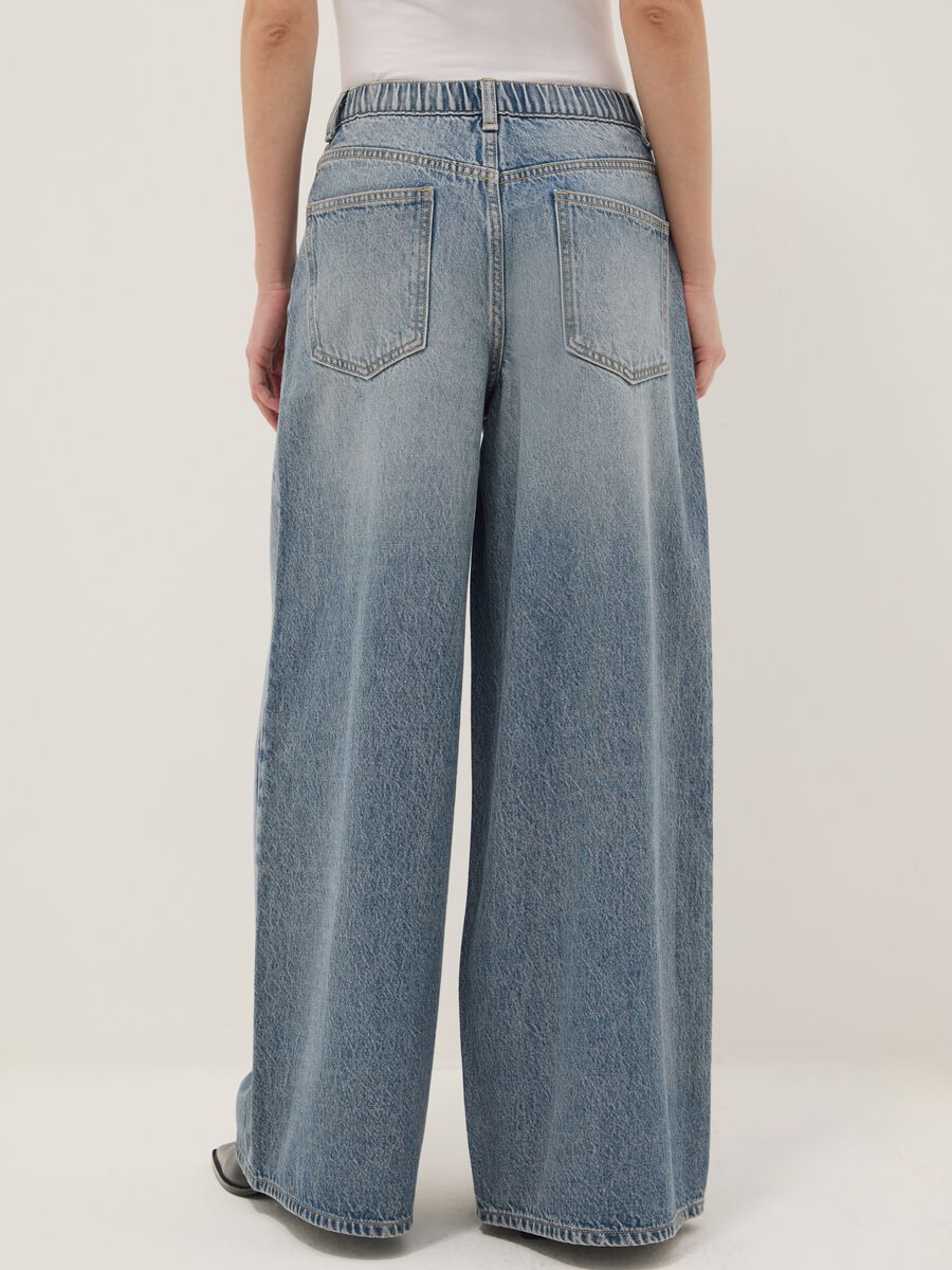 Pure Cotton Blue Wide Leg Denim Jeans_2