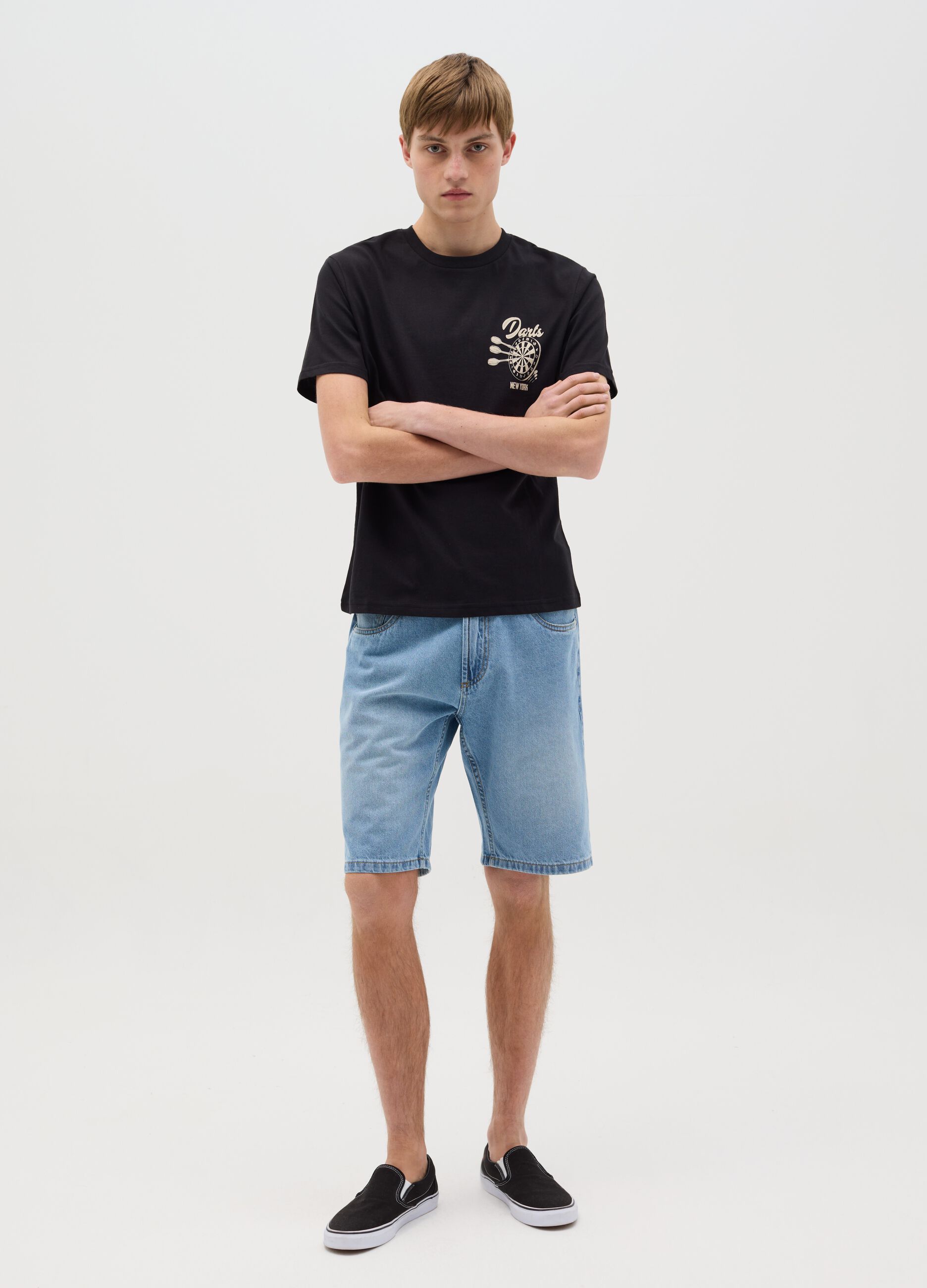 Cotton T-shirt with "Darts New York" print