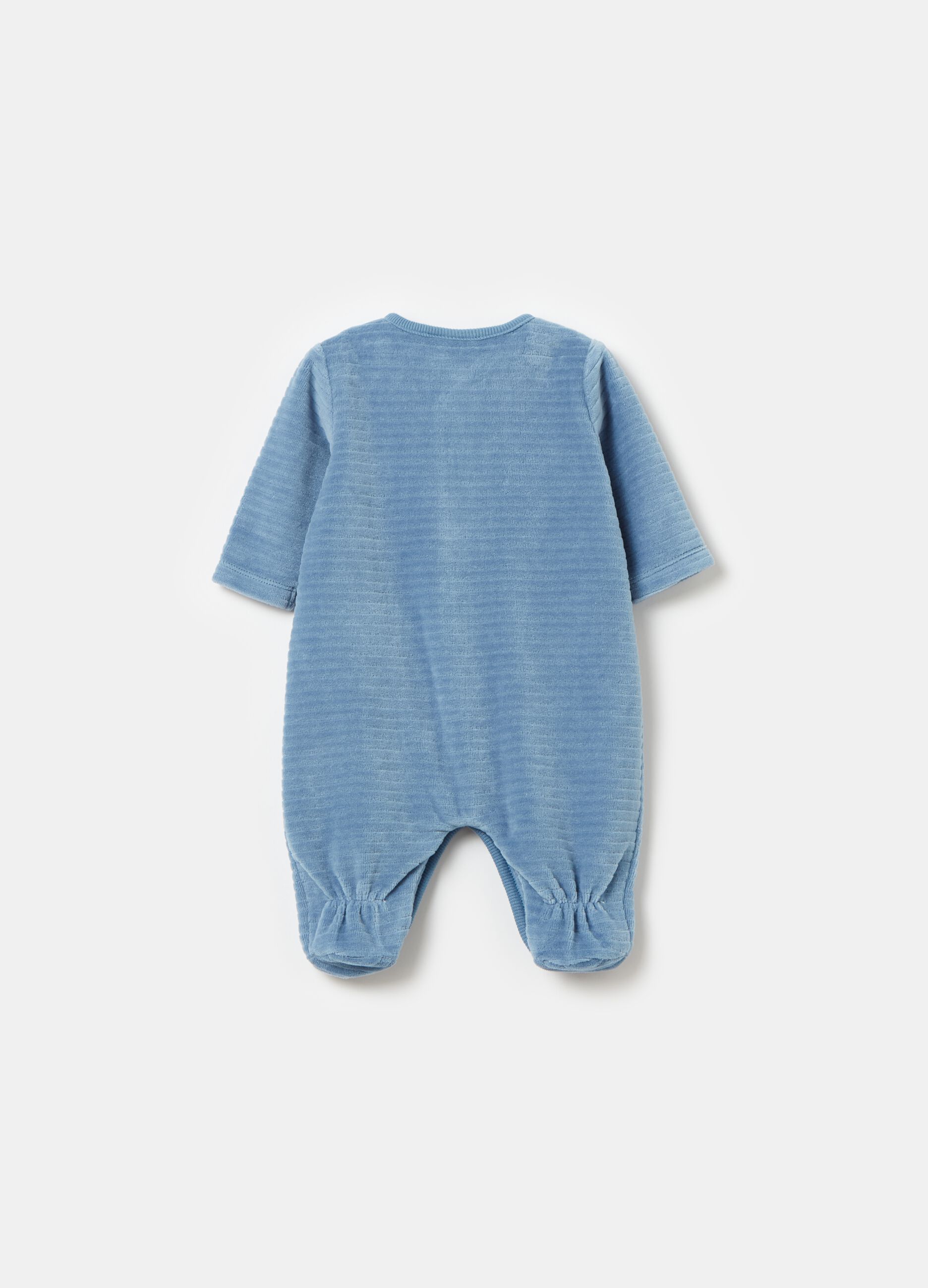 Onesie with feet and striped weave