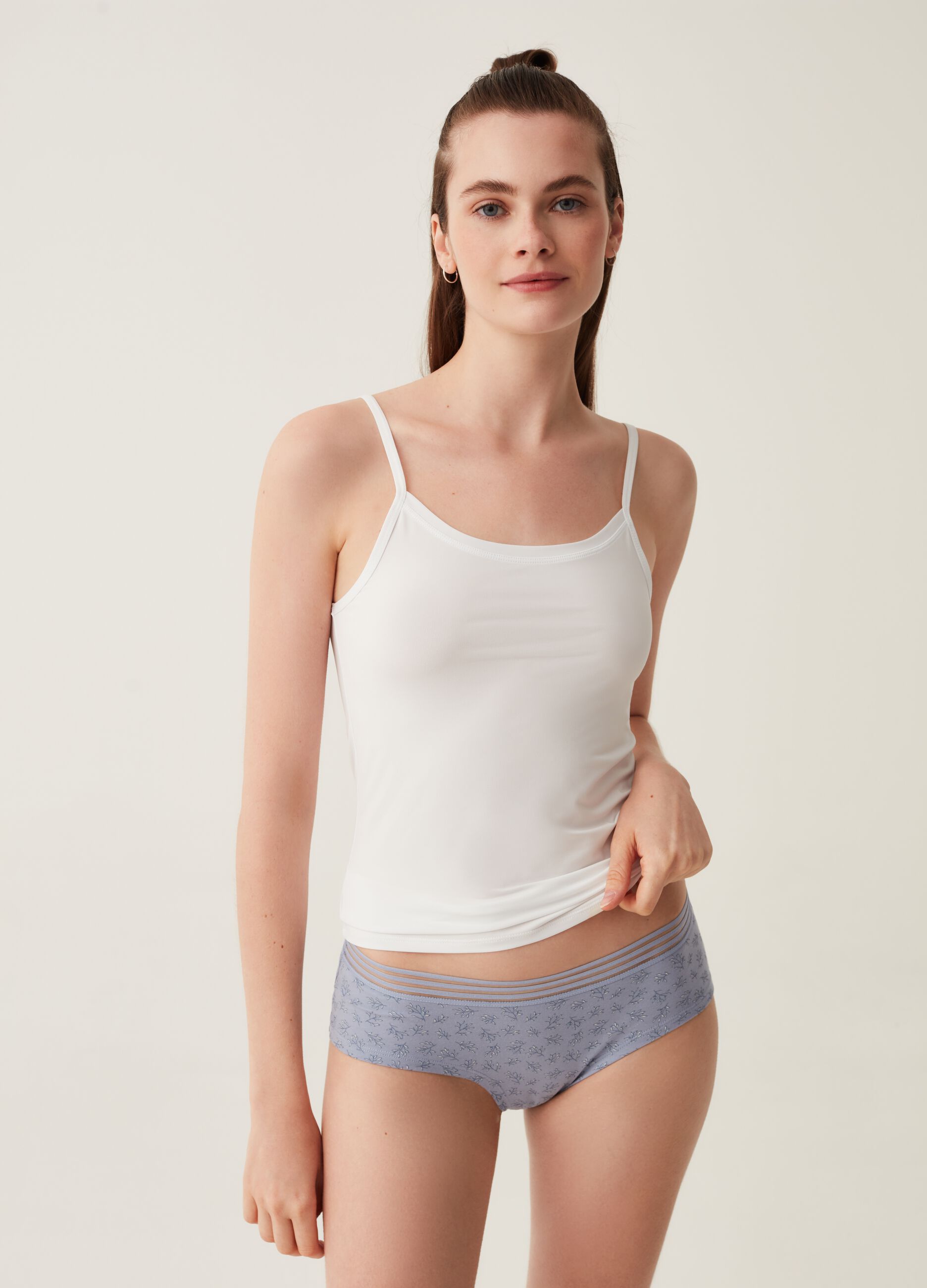 Bipack culotte fantasia con profili rigati_0