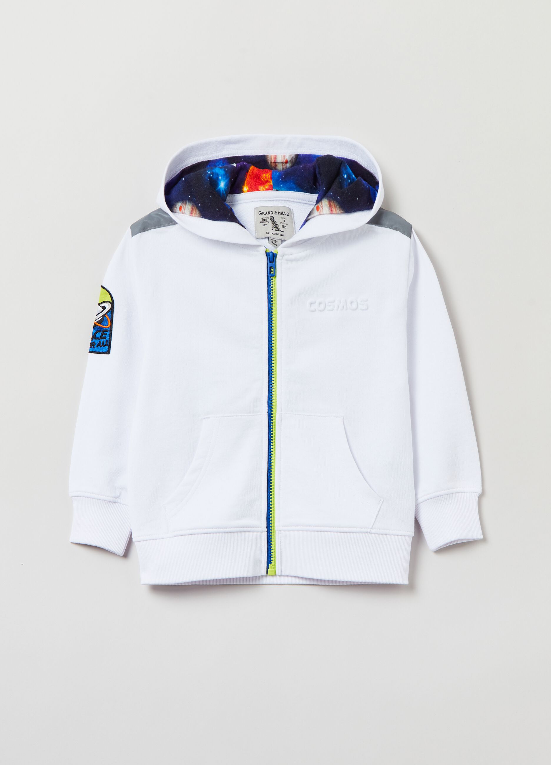 Felpa full-zip in cotone con cappuccio_0