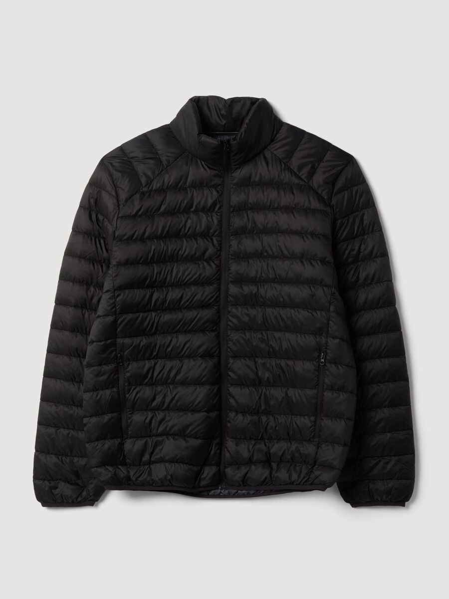 Black Ultralight padded jacket, regular fit, with zip_4