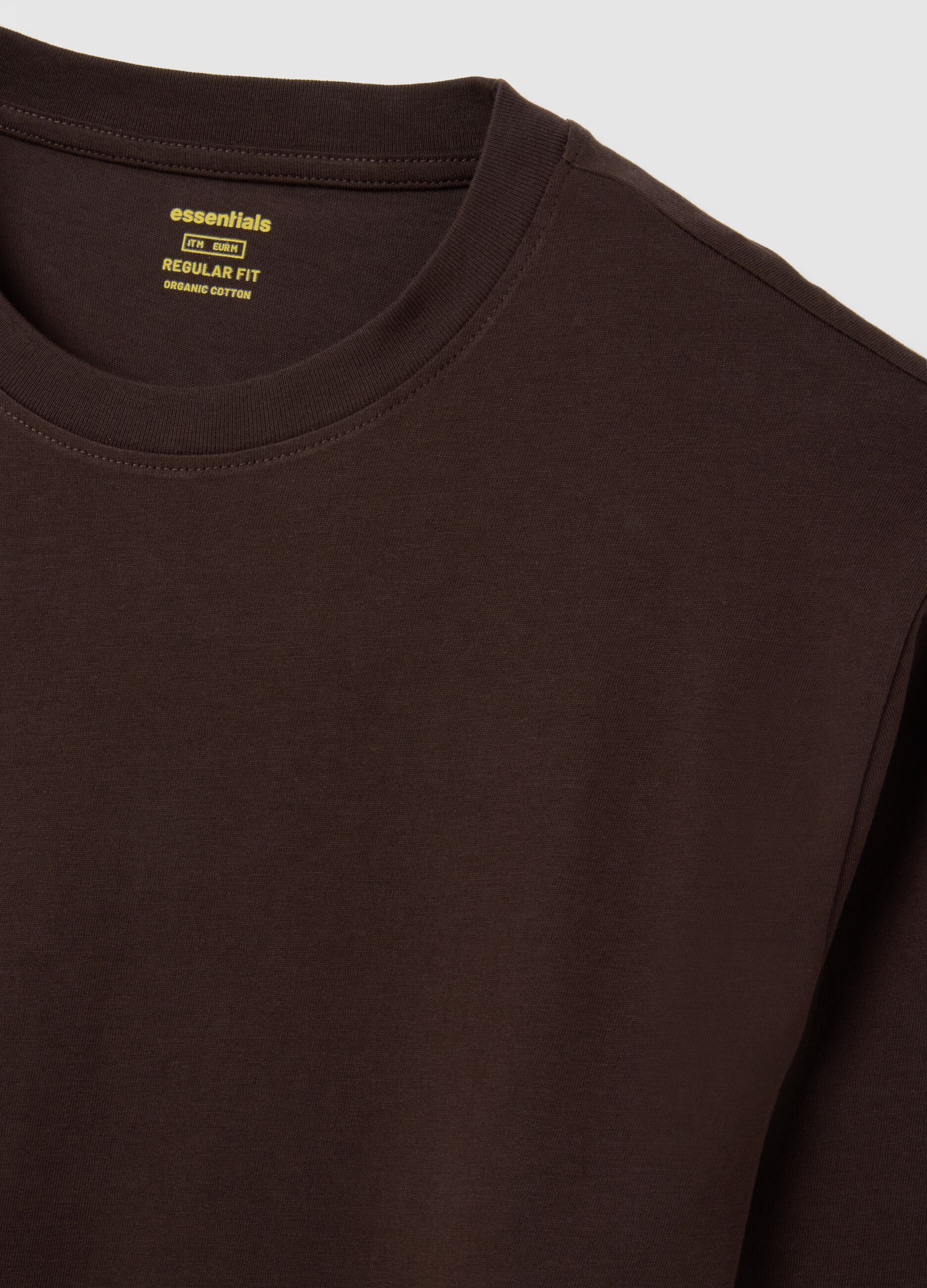 Maglia in puro cotone marrone regular fit