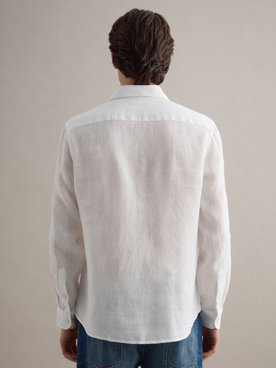 Camicia a maniche lunghe in puro lino bianca regular fit_3
