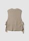 Beige ribbed viscose-blend gilet with side bows, regular fit_2