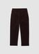 Brown ribbed stretch-cotton trousers with elasticated waistband_4